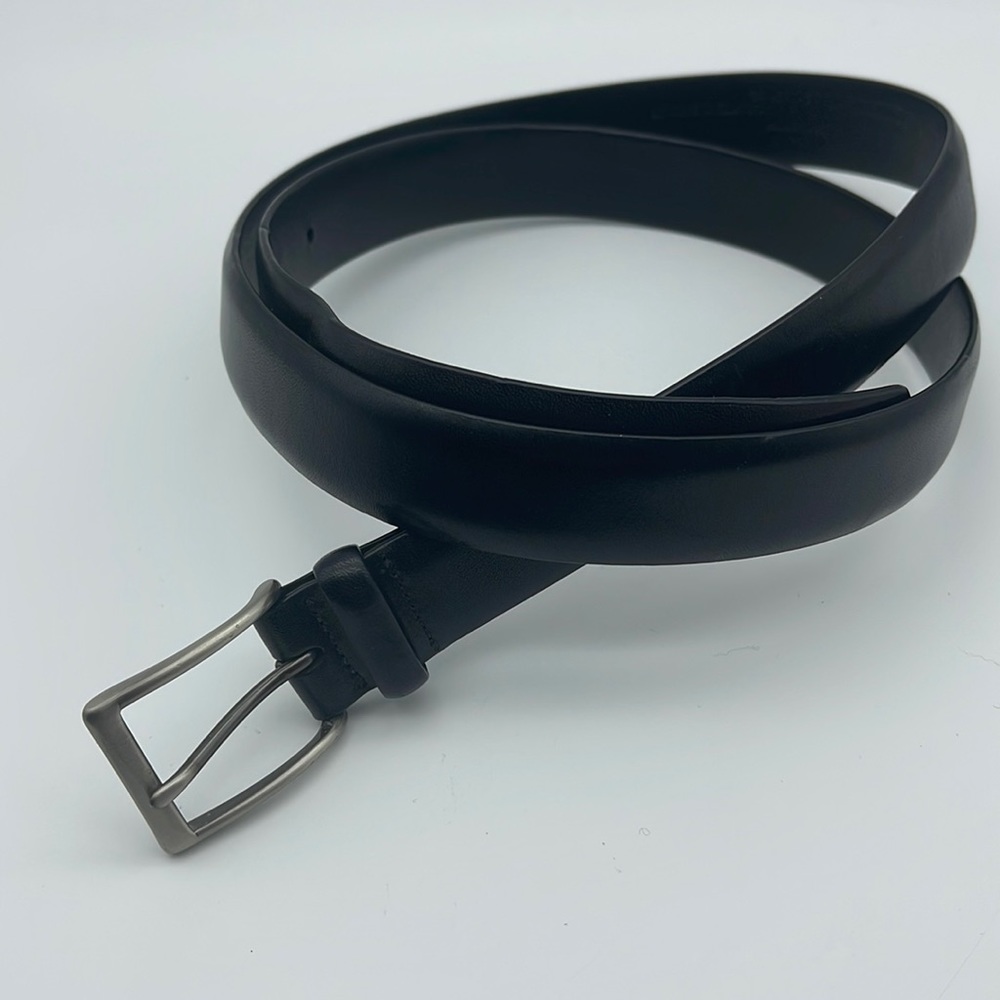 Coach Black Leather Belt Brushed Silver Brass Buckle Sz 38
